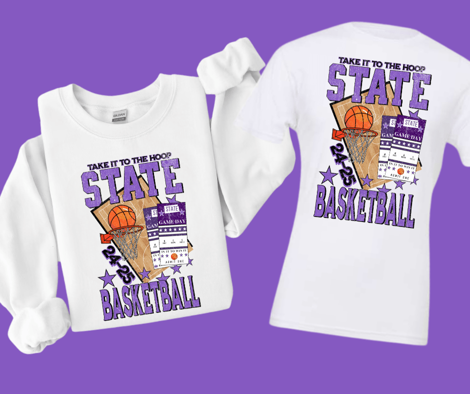 K STATE (PURPLE) Basketball Tickets WHITE Sweatshirt or Tee - Wholesale - The Red Rival