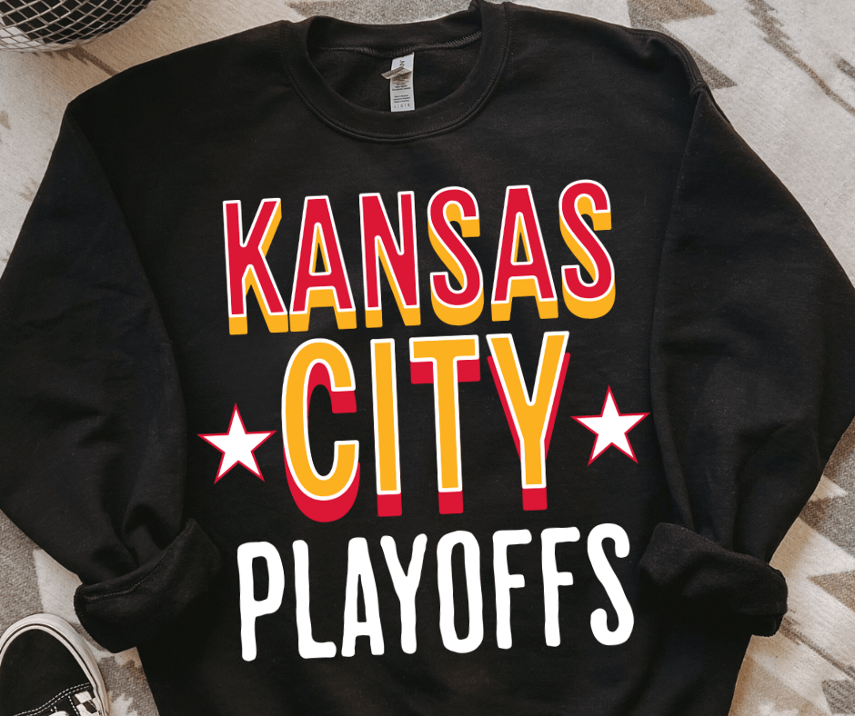 Kansas City Playoffs Double Star Black Sweatshirt or Tee - Tees - The Red Rival