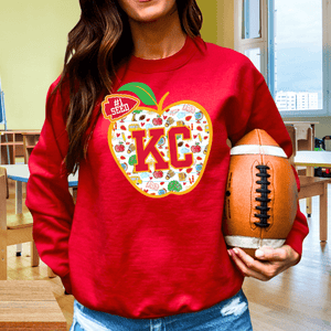 KC Apple School Icons WITH text in arrowhead Red Tee or Sweatshirt - Tees - The Red Rival