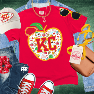 KC Apple School Icons w/o text in arrowhead Red Tee or Sweatshirt - Tees - The Red Rival