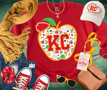 KC Apple School Icons w/o text in arrowhead Red Tee or Sweatshirt - Tees - The Red Rival