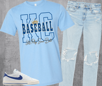 KC Baseball, Let's Play Some Ball Light Blue Tee - Tees - The Red Rival