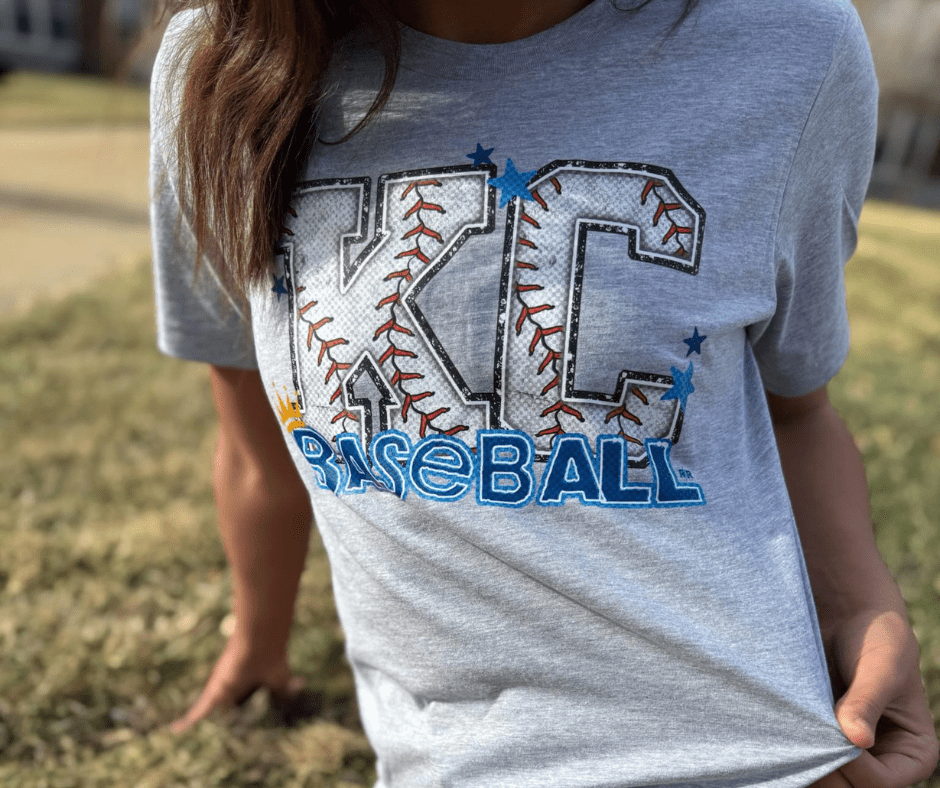 KC Baseball Letters Grey Tee - Graphic Tee - The Red Rival