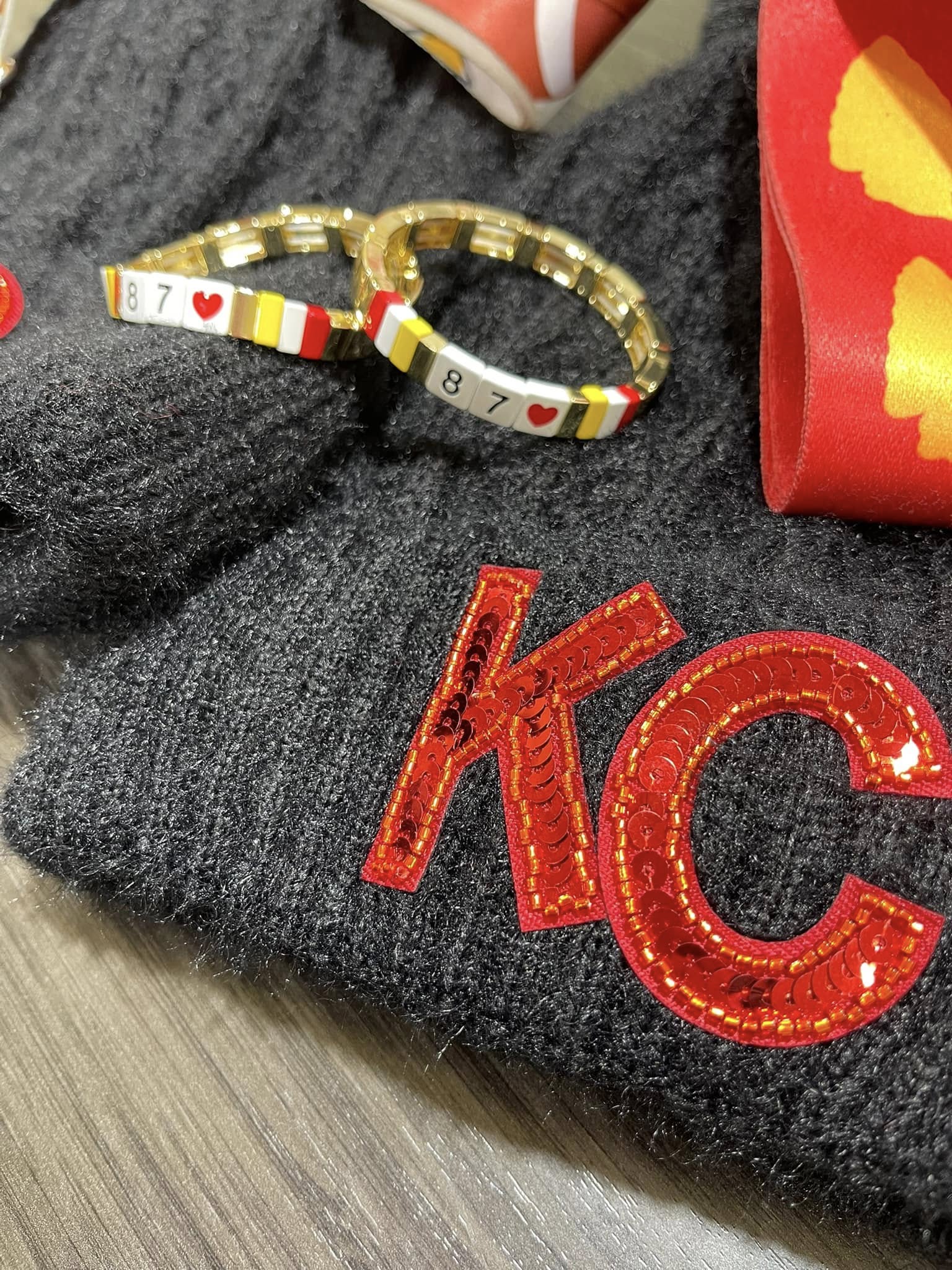 KC Bling Beanie Black with Red KC - Apparel & Accessories - The Red Rival