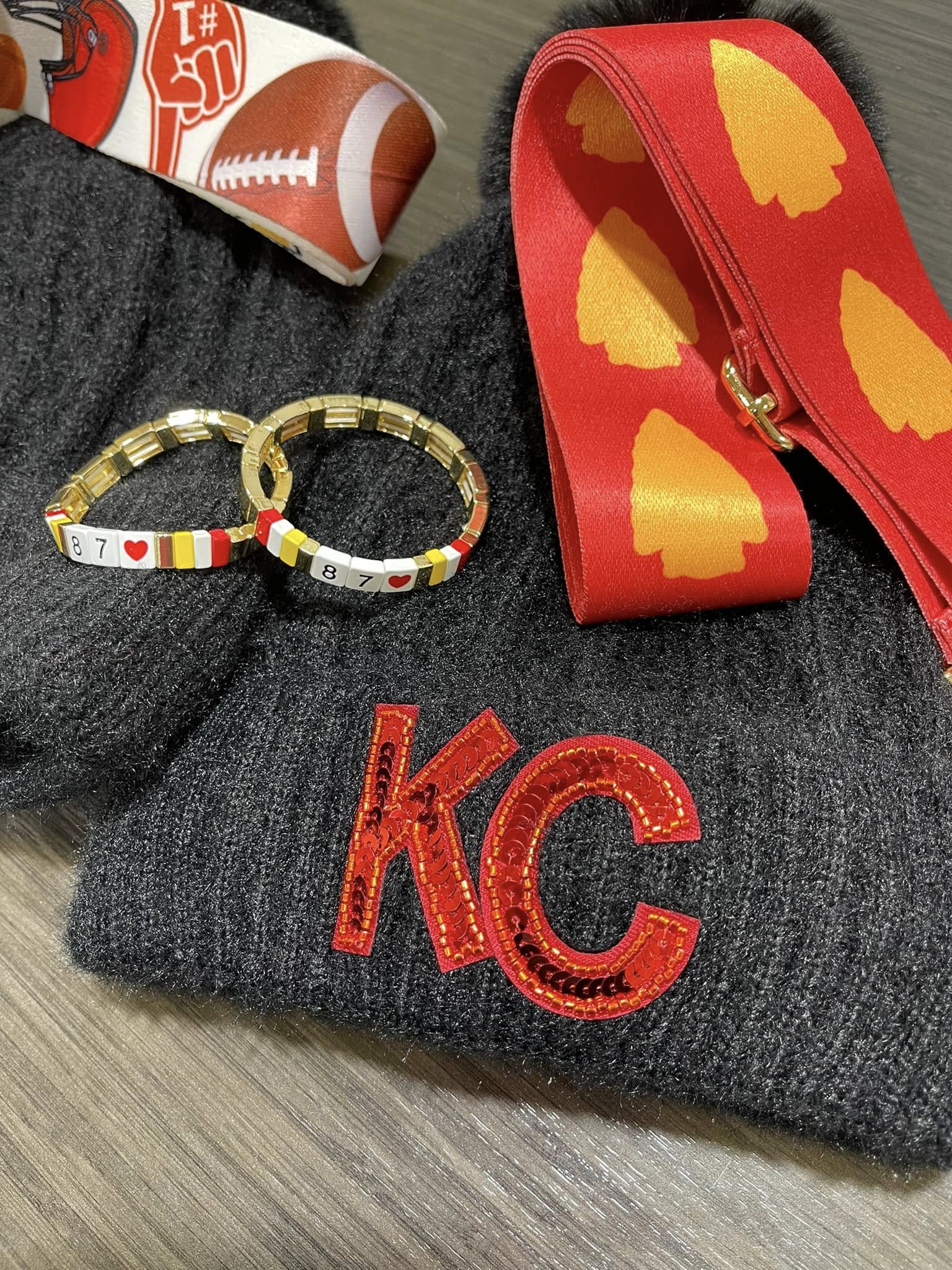 KC Bling Beanie Black with Red KC - Apparel & Accessories - The Red Rival