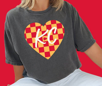 KC Colored Checkered Heart Pepper Tee - Graphic Tee - The Red Rival