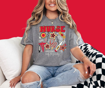 KC Colored Nurse Icons Grey Tee - Tees - The Red Rival