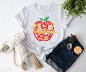 KC Colored Teach Floral Apple Ash Tee - Tees - The Red Rival