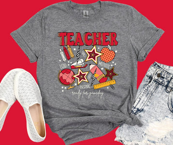 KC Colored Teacher Icons Grey Tee - Tees - The Red Rival