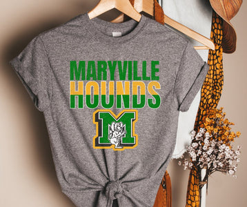 Maryville Hounds Green/Yellow Grey Tee - Graphic Tee - The Red Rival