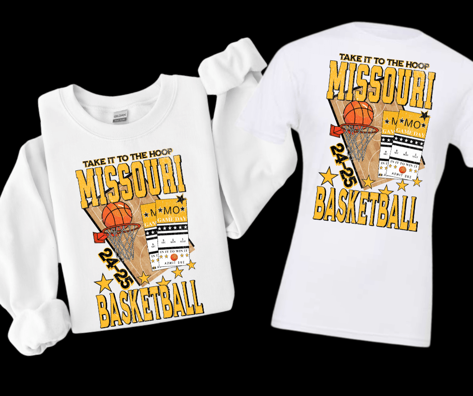 Missouri Basketball Tickets WHITE Sweatshirt or Tee - Wholesale - The Red Rival