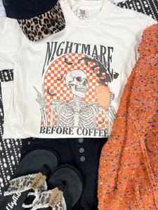 Nightmare Before Coffee Skeleton Ivory Graphic Tee - Apparel & Accessories - The Red Rival