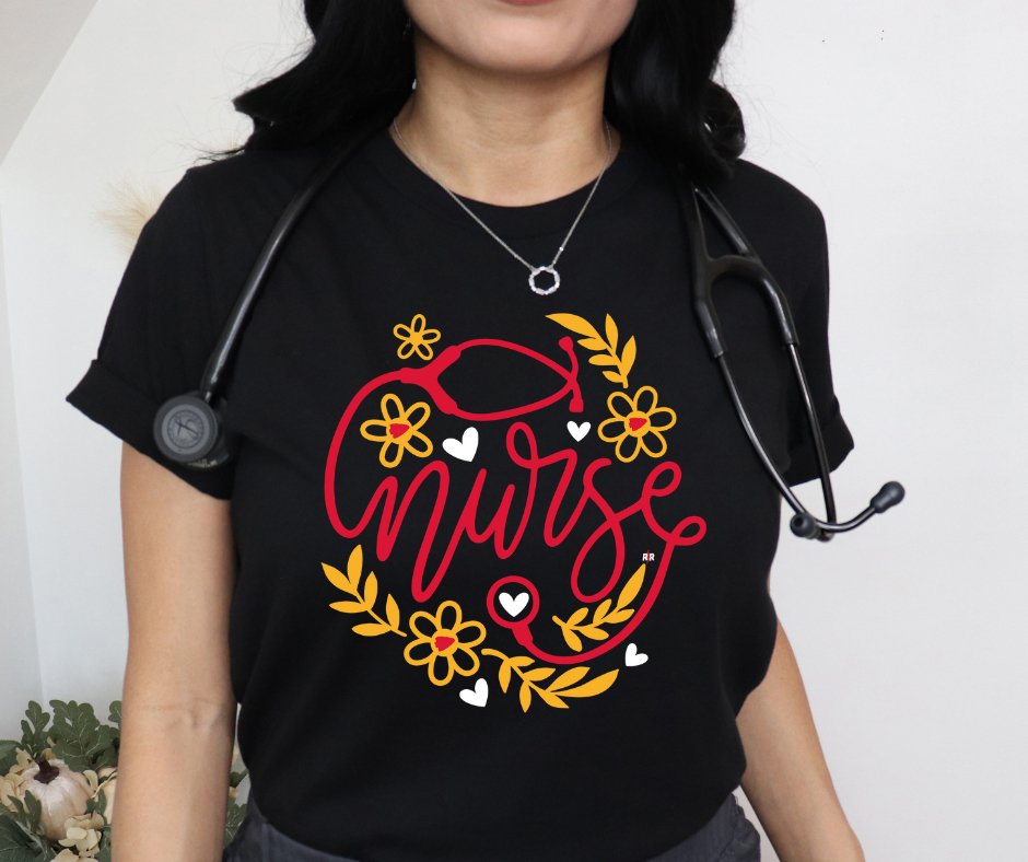 Nurse Stethoscope KC Colors Black Tee - Tees - The Red Rival