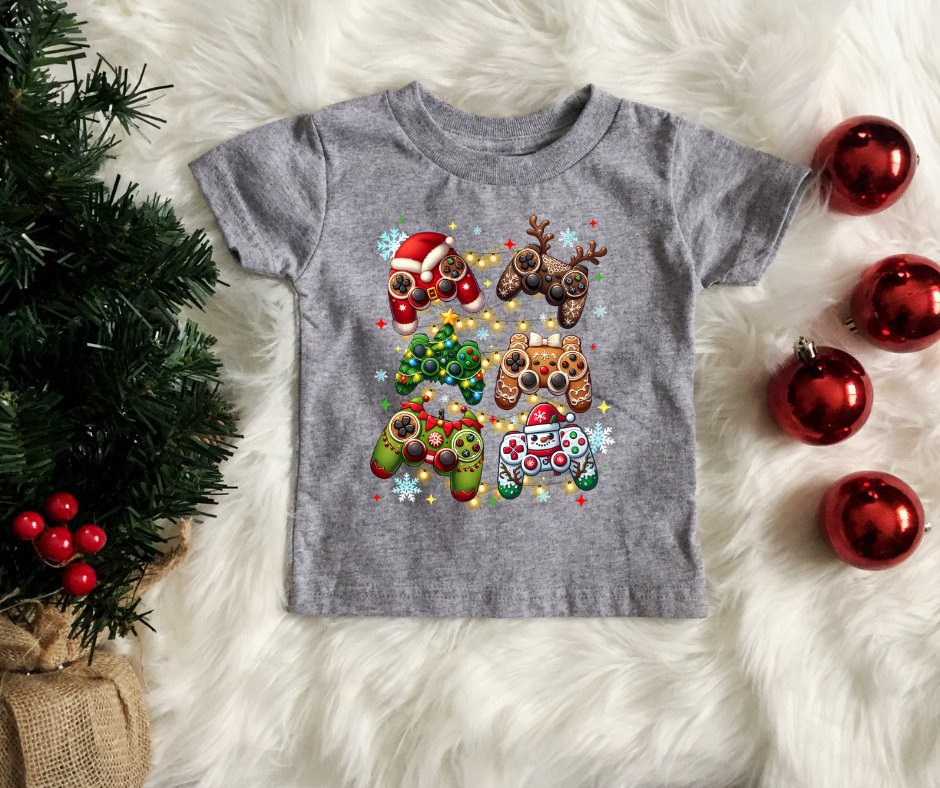 PINK FRIDAY PRICE - Christmas Video Game Controllers Multiple GREY Styles (FINAL SALE) - Tees - The Red Rival