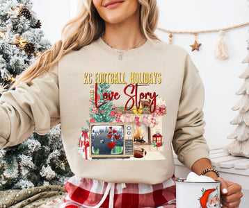 PINK FRIDAY PRICE - KC Football, Holidays & A Love Story Sand Sweatshirt (FINAL SALE) - Tees - The Red Rival