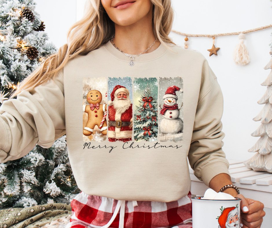 PINK FRIDAY PRICE - Merry Christmas Vintage Design Sand Sweatshirt (FINAL SALE) - Tees - The Red Rival