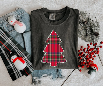 Plaid Christmas Tree Pepper Tee - Graphic Tee - The Red Rival