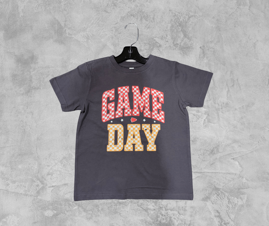 READY TO SHIP - Checkered Game Day Charcoal Tee (FINAL SALE) - Apparel & Accessories - The Red Rival