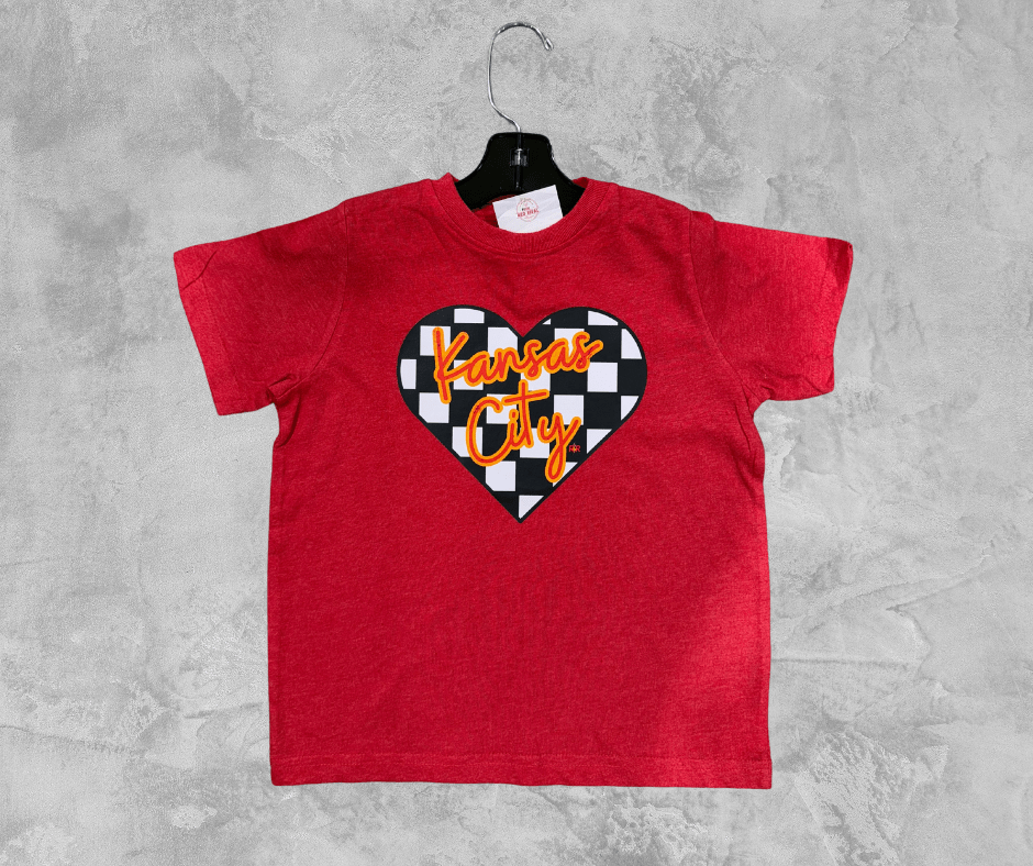 READY TO SHIP - Checkered KC Heart Heather Red Tee (FINAL SALE) - Apparel & Accessories - The Red Rival