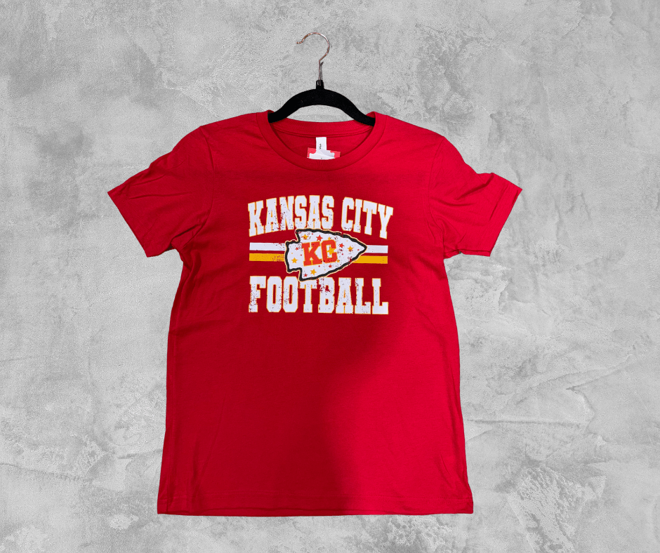 READY TO SHIP - Distressed Kansas City Football Red Tee (FINAL SALE) - Apparel & Accessories - The Red Rival