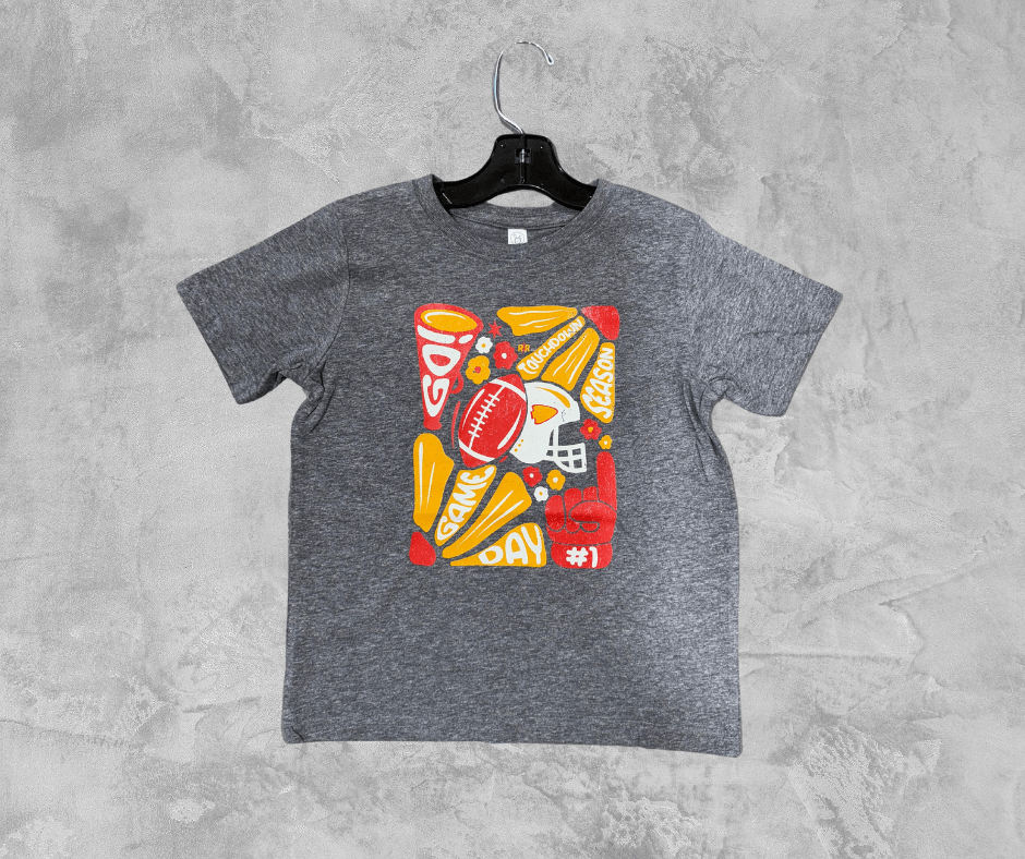 READY TO SHIP - Hand Drawn Football Abstract Flower Art Grey Tee (FINAL SALE) - Apparel & Accessories - The Red Rival