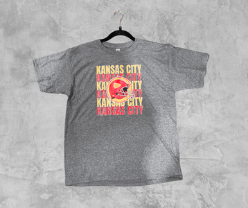 READY TO SHIP - Kansas City Repeat Helmet Grey Tee (FINAL SALE) - Apparel & Accessories - The Red Rival