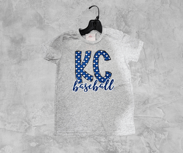 READY TO SHIP - KC Baseball Heart Doodle Letters Ash Tee (FINAL SALE) - Apparel & Accessories - The Red Rival