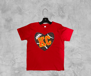 READY TO SHIP - KC Football Heart Red Tee (FINAL SALE) - Apparel & Accessories - The Red Rival