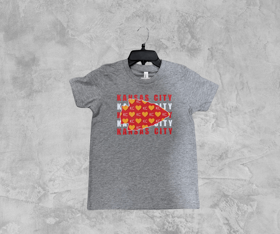 READY TO SHIP - KC Repeat Heart Arrowhead Grey Tee (FINAL SALE) - Apparel & Accessories - The Red Rival