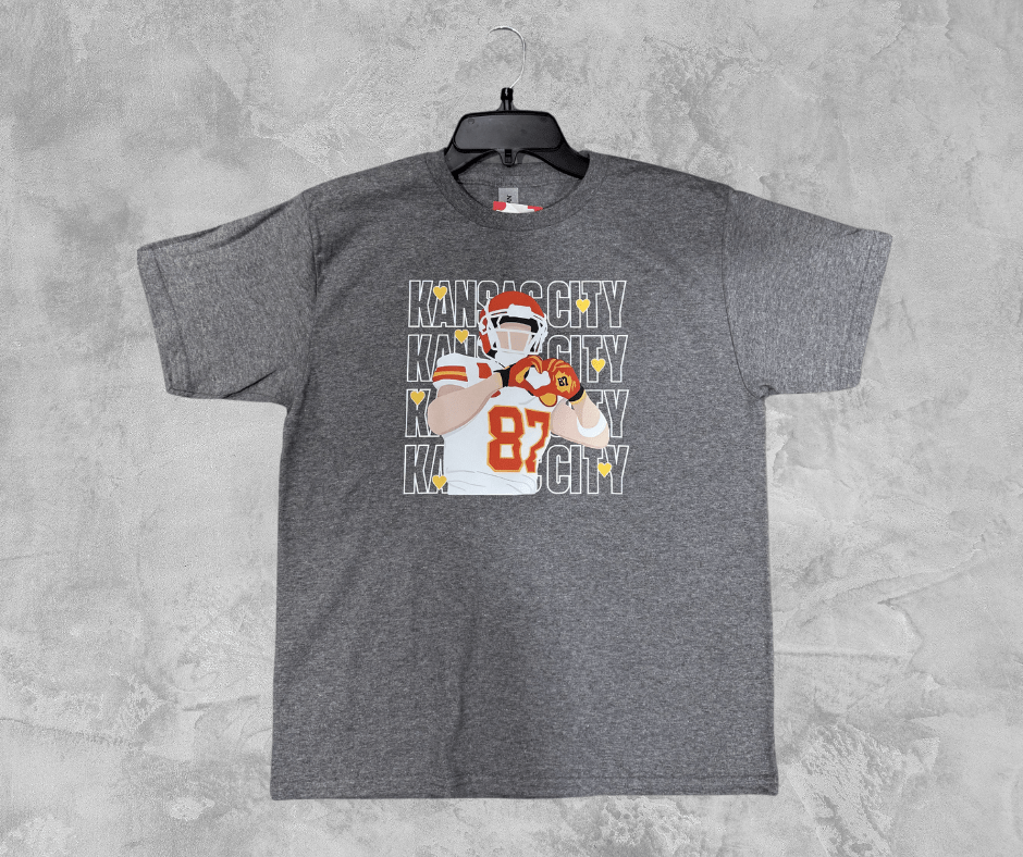 READY TO SHIP - Kelce Heart Hands Repeat Kansas City Grey Tee (FINAL SALE) - Apparel & Accessories - The Red Rival