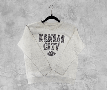 READY TO SHIP - Leopard Daisy Kansas City Tan Sweatshirt (FINAL SALE) - Apparel & Accessories - The Red Rival