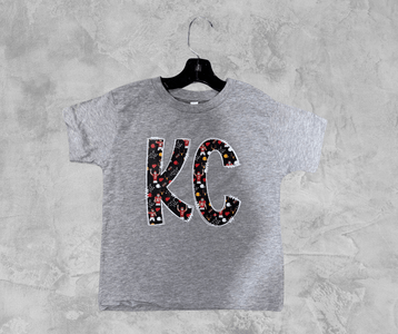 READY TO SHIP - Mahomes, Kelce, Butker Doodle KC Letters Grey Tee (FINAL SALE) - Apparel & Accessories - The Red Rival