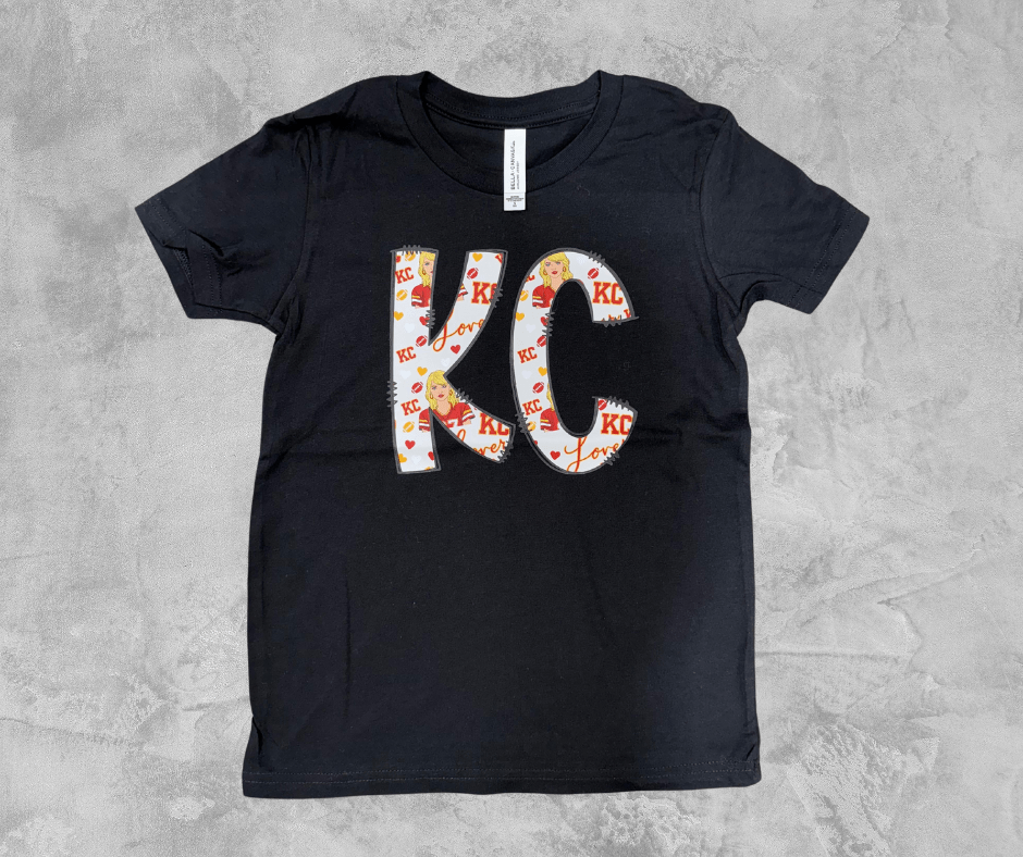 READY TO SHIP - White KC Taylor Swift Letters Black Tee (FINAL SALE) - Apparel & Accessories - The Red Rival