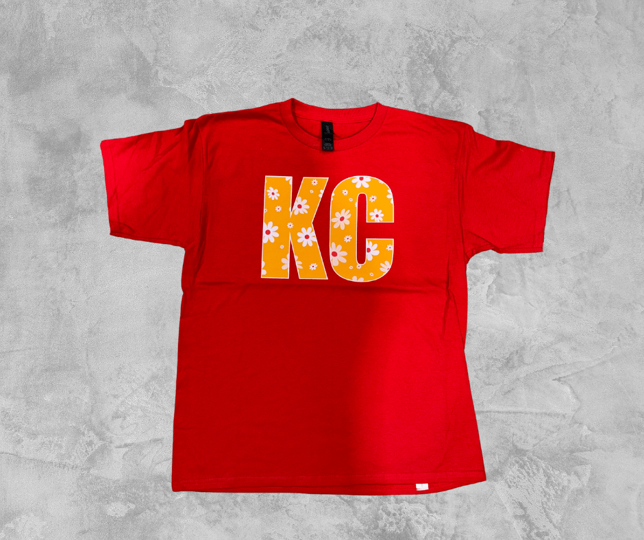 READY TO SHIP - Yellow KC Daisy Letters Red Tee (FINAL SALE) - Apparel & Accessories - The Red Rival