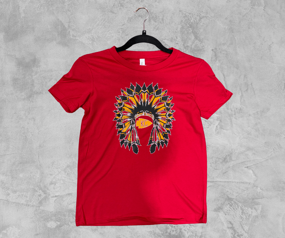 READY TO SHIP - Yellow KC Headdress Red Tee (FINAL SALE) - Apparel & Accessories - The Red Rival