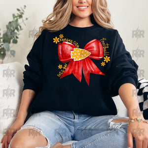 Red Bow Gold Daisy Arrowhead Black Sweatshirt - Graphic Tee - The Red Rival