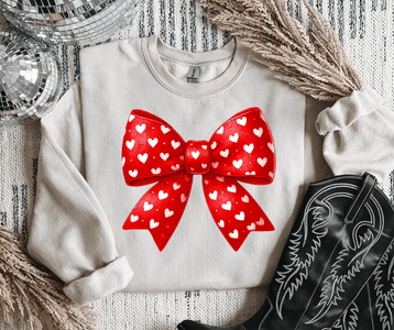 Red Bow White Hearts Tan Sweatshirt - Tees & Sweatshirts - The Red Rival