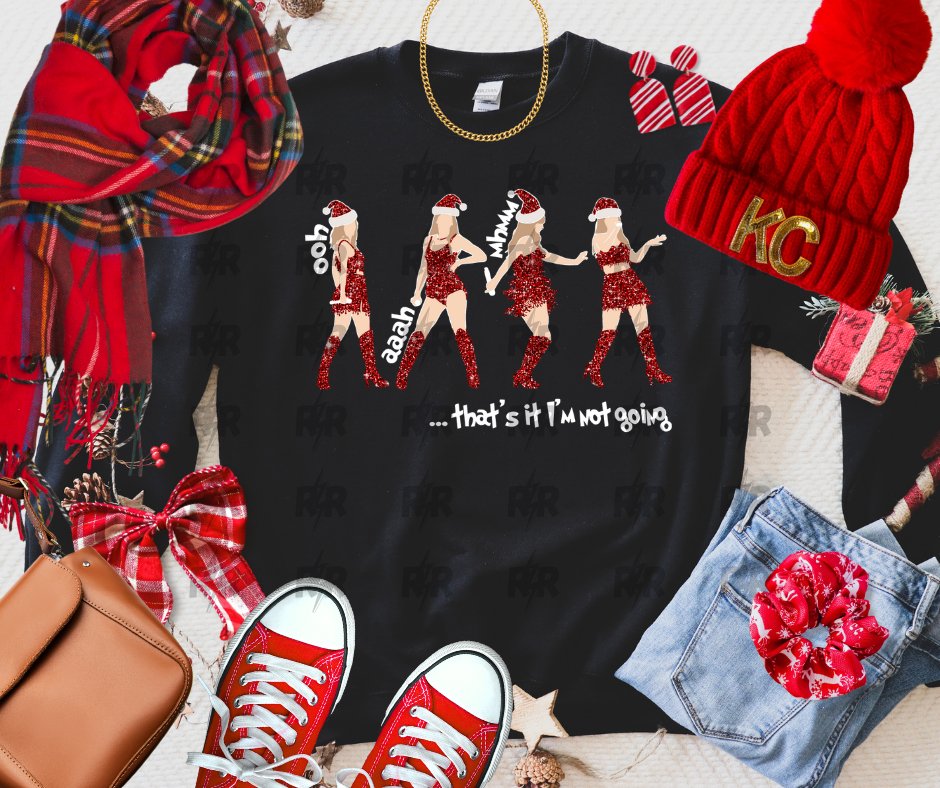 Red Glitter Swift That's It, I'm Not Going Black Sweatshirt - Graphic Tee - The Red Rival