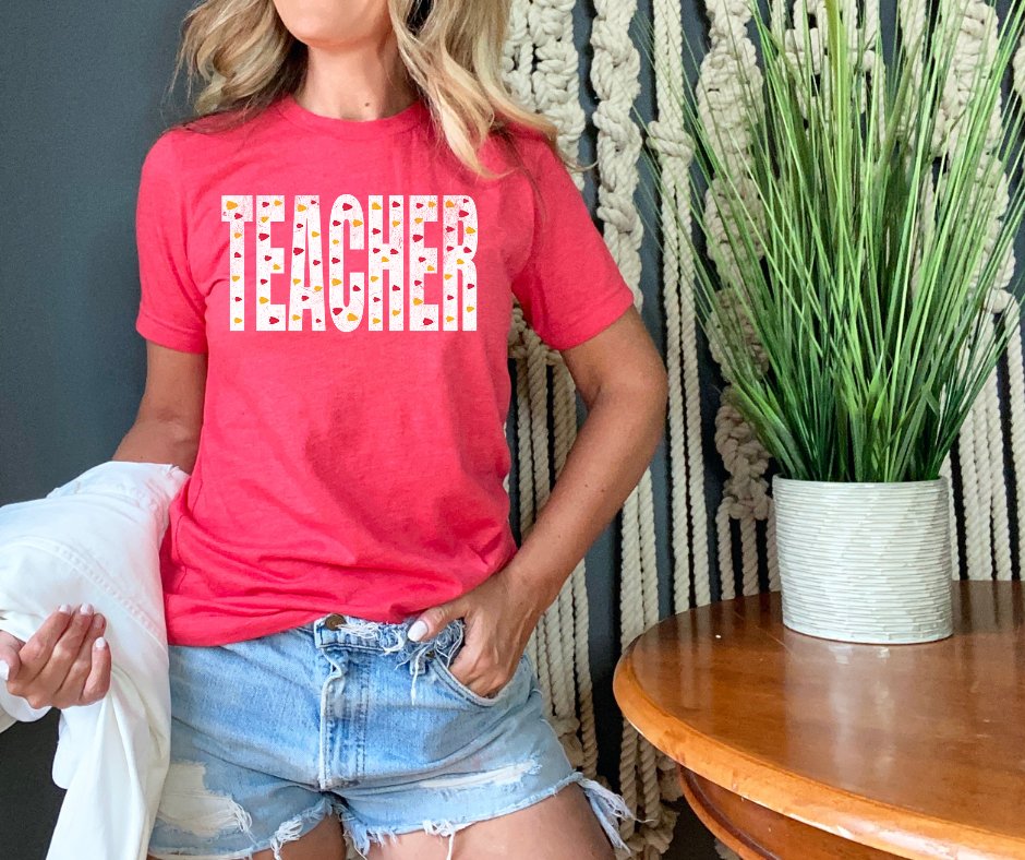 Red & Gold Arrowhead Teacher Heather Red Tee - Tees - The Red Rival