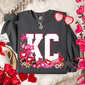 Retro KC Valentines Icons Charcoal Tee or Sweatshirt - Tees - The Red Rival