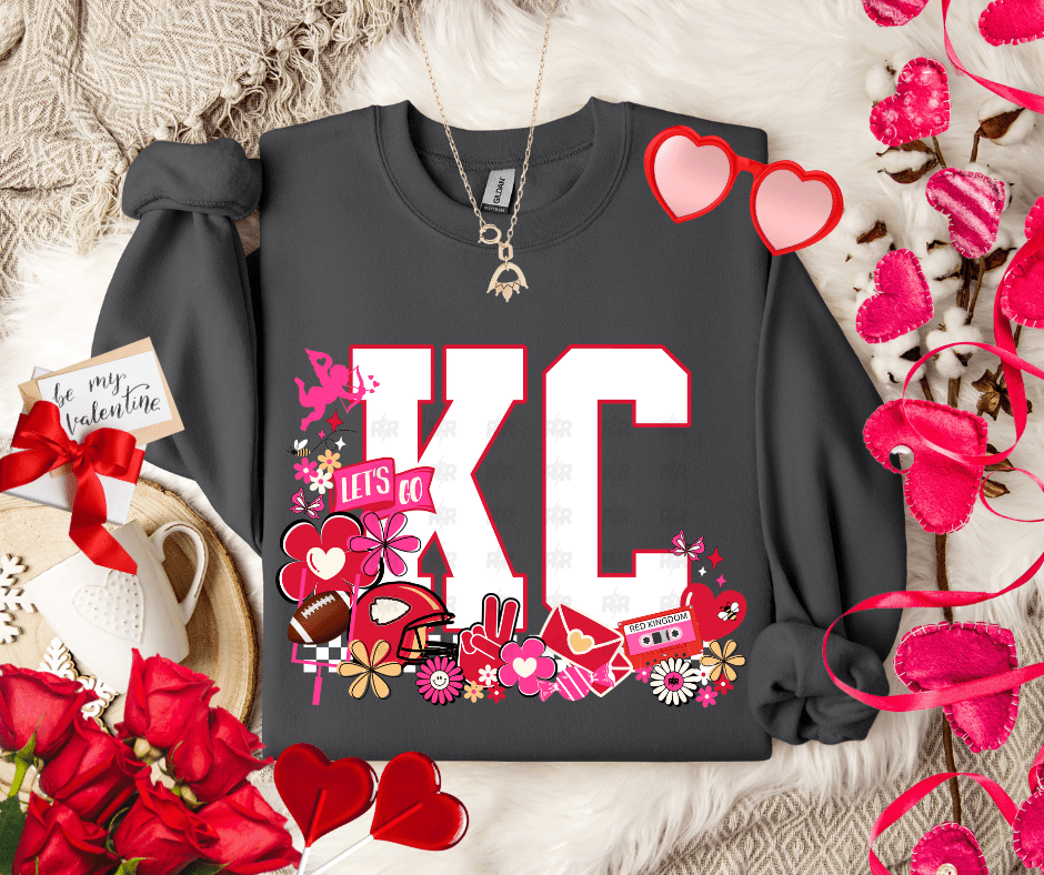 Retro KC Valentines Icons Charcoal Tee or Sweatshirt - Tees - The Red Rival