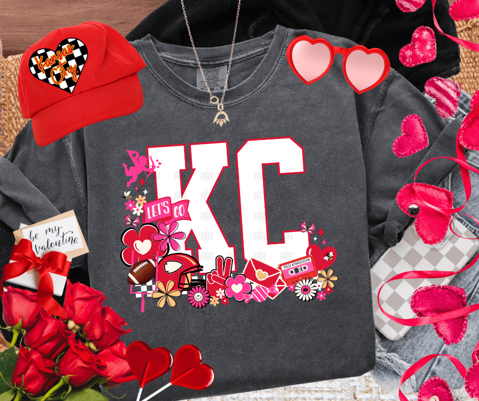 Retro KC Valentines Icons Charcoal Tee or Sweatshirt - Tees - The Red Rival