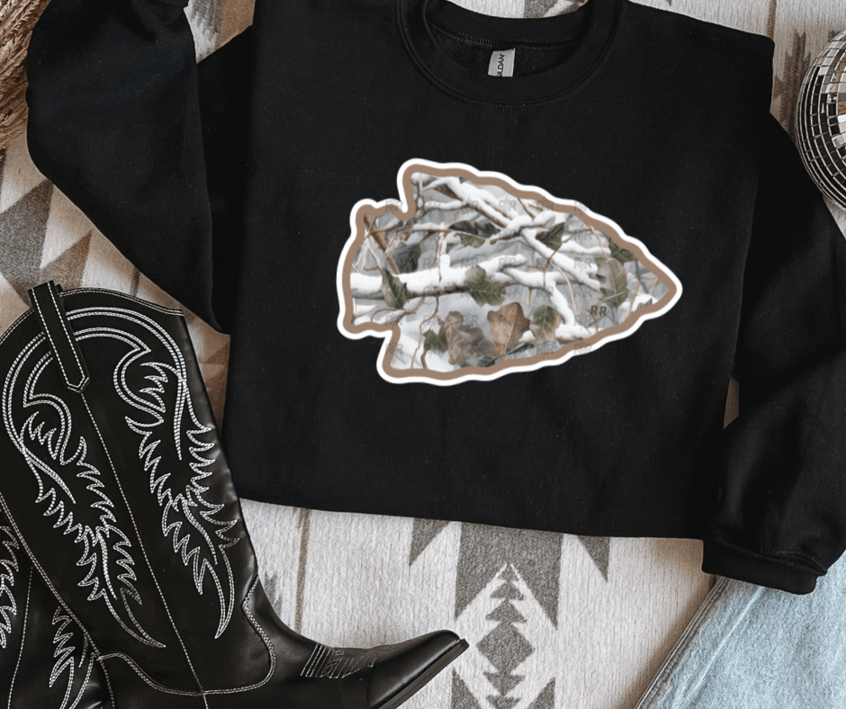 Snow Camo Arrowhead Black Sweatshirt or Tee - Tees - The Red Rival