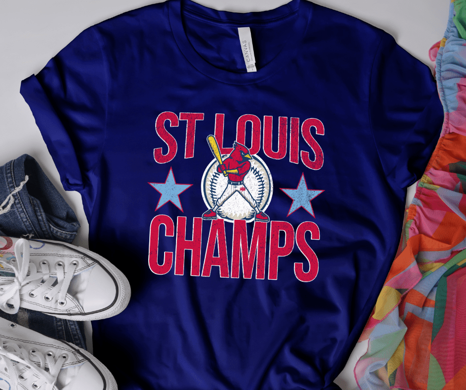 St Louis Champs Baseball 2 Stars Navy Tee - Tees - The Red Rival