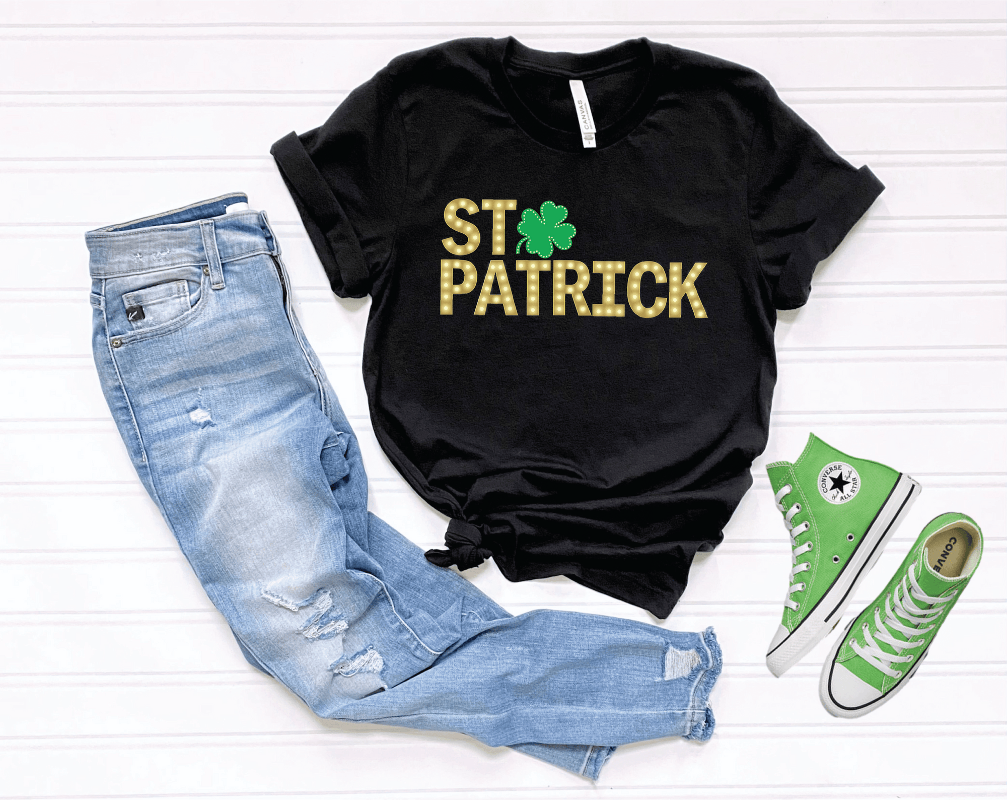 St Patrick Marquee Letters Black Tee - Tees & Sweatshirts - The Red Rival