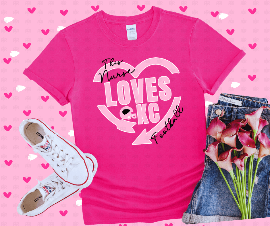 This CUSTOM NAME Loves KC Football Multiple Pink Styles (FINAL SALE) - Tees - The Red Rival