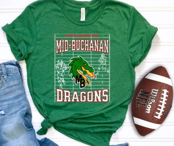 Touchdown Mid - Buchanan Football Field Green Tee - Tees - The Red Rival