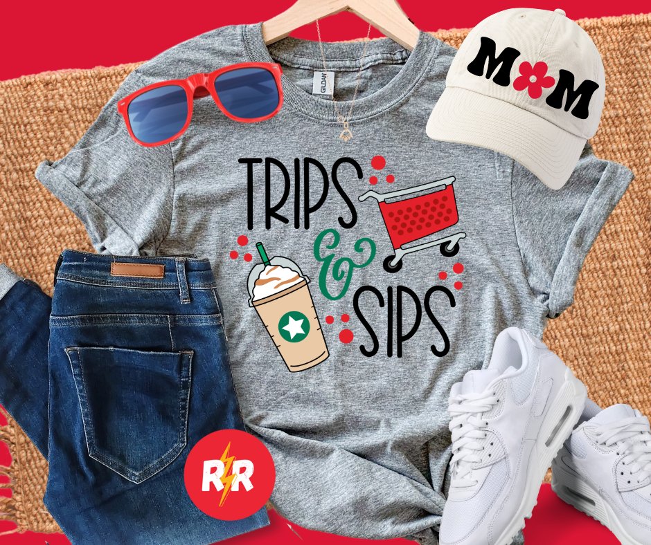 Trips & Sips Grey Tee (FINAL SALE) - Graphic Tee - The Red Rival