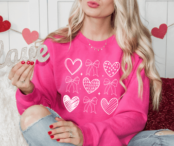 White Heart Pattern Pink Sweatshirt - Tees & Sweatshirts - The Red Rival