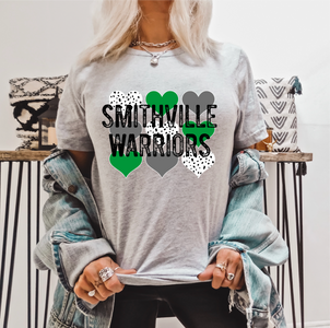 READY TO SHIP - Smithville Warriors Hearts Behind - Athletic Grey - The Red Rival (Formally Lovely KC)